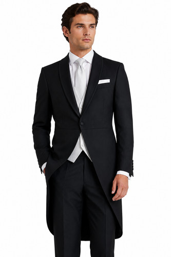 Black striped tailcoat jacket - black,