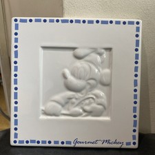 VINTAGE Gourmet Mickey Mouse Tea Trivet Hot Plate Tile Blue White 6 x 6