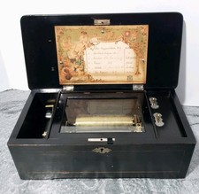Antique 1840 Swiss Cylinder Music Box Tested & Working 