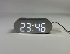 Digital Alarm Clock Big Digit Mirror Display 2x USB Charging Port Simple Set Up