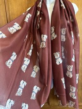 Ladies Yorkshire Terrier Scarf Dogs Dog Red Burgundy Pets Crufts Puppy Shawl 