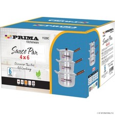 LARGE SIZE 6 PIECE ALUMINIUM SAUCE POT SET WITH LID AND WOODEN HANDLE 24/26/28CM