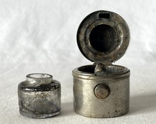 Antique Vintage Travelling Ink Well Pot Inkwell Small Glass Bottle #92-259