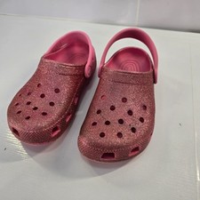 Crocs Girls Classic Glitter Lightweight Summer Clogs Holiday Slip On Shoes. / J3