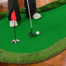 5 x 10 FT Indoor Outdoor Golf Putting Green Mat with 3 Holes-Green