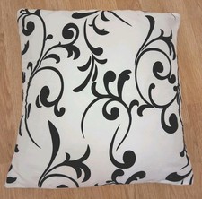 White Fabric Black Large Cushion 17 Inch  Square cover with insert pillow pading