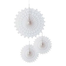 White Snowflake Honeycomb Hanging Decoration - Pack of 3