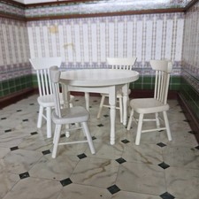 1:12TH Scale Dolls House Furniture,  White Dinning Table set      SHF62