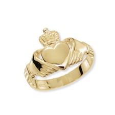 Men irish claddagh ring 9ct - irish,
