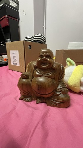 Wooden happy buddha - happy,