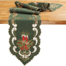 Dark-Green Doily Table runner