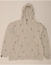 JORDAN Womens Big & Tall Graphic Hoodie Jumper UK 22 3XL Grey Cotton DA17
