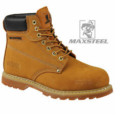 MENS SAFETY BOOTS STEEL TOE CAP ARMY COMBAT WORK LEATHER HIKER SHOES TRAINERS 