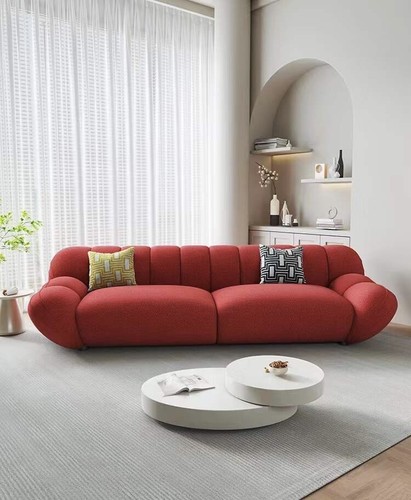 Seater red boucle fabric - red,