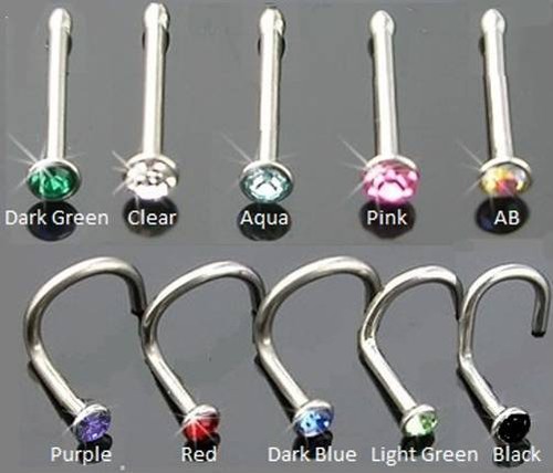 Nose stud steel 5mm crystal - nose, 1.5mm