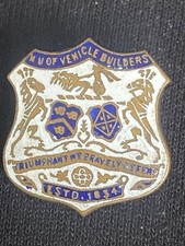 Vintage C1950s N.U. OF VEHICLE BUILDERS enamel buttonhole badge-FATTORINI & Sons