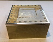 Decorative Metal framed Jewellery Square box  - 11cm x 11cm x 6cm high