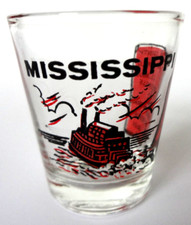 MISSISSIPPI SHOT GLASS VINTAGE STATE TRAVEL SOUVENIR RIVER BOAT STEAMBOAT CITIES