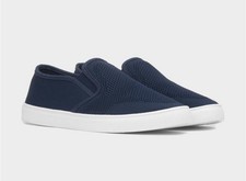 Mens Canvas Blue Adults Slip On Shoes Knitted Gripped Breathable Harry SIZE
