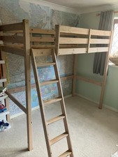 Pine raised loft single bed frame (child to teen)