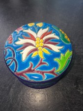 Emaux De Longwy  Round Lidded Dish Trinket Box French Vintage