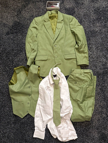 Olive green boy suit - green,