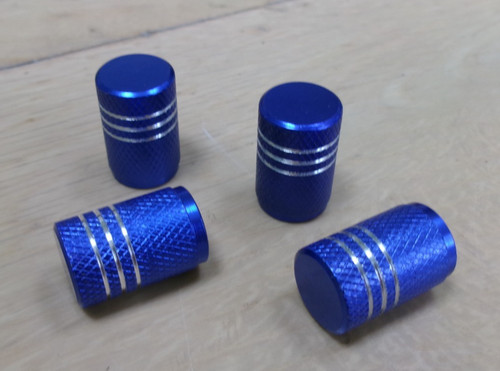 Blue tyre valve dust caps - 4x,