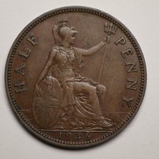 1936 KING GEORGE V HALF PENNY