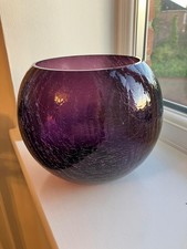 Purple Glass Bowl Crackle