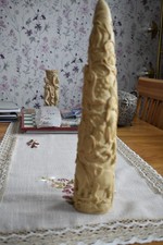 ANIMAL HORN TUSK CARVED JUNGLE THEME BIRD MONKEY ELEPHANT RESIN 16"