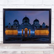 Grand Mosque Architecture Domes Night Orange Wall Art Print