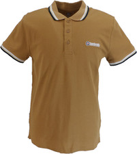 Lambretta Tobacco Brown/White/Navy/Cream Retro Target Logo 100% Cotton Polo Shir