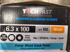 Techfast Composite Wood Gash Point Screws 6.3mm box of 100
