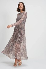 Beautiful  shimmering dress from Next beige, navy blue & gold Size 12 worn once