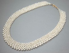 Freshwater pearl woven collar Necklace Bridal  45cm  Baroque pearls wedding 