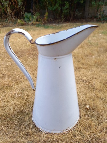 White enamel pitcher jug with - white,