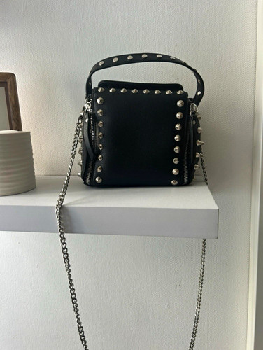 Black studded small faux - black,