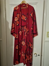 M&S Rosie Autograph Red Floral Long Dressing Gown Size L / 16 - 18 - Used Once