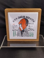 Novelty Swear Box Wooden Money Box Vintage 1970s Comedy Fines Guide Tile Front 