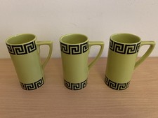 PORTMERION GREEK KEY COFFEE CANS MUGS SET OF 3 SUSAN WILLIAMS