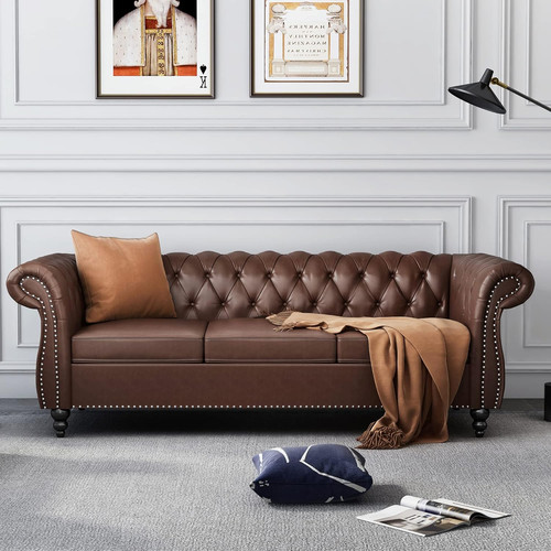 Elegant brown pu - pu, leather