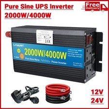 2000W 4000W UPS Pure Sine Wave Power Inverter DC 12V 24V to AC 240V Converter