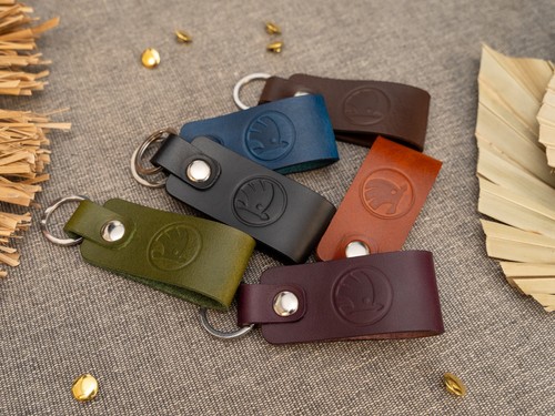 Skoda leather keyring - keyring, high