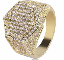 18K GOLD EP MENS DIAMOND