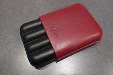 Red and Black Calfskin Leather Premium Cigar case - 4 slot - 1 of a kind - #148