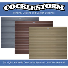 5ft High x 6ft Wide Composite uPVC/Plastic Garden Fence Panel & Anti Theft Clips