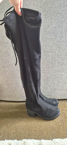 Over the knee black suede - suede, sock