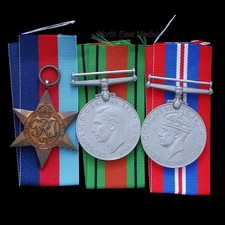Three WW2 Medals: 1939-1945 Star, Defence Medal, 1939-1945 War Medal