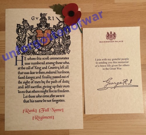 Ww1 memorial scroll - ww1,