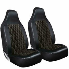 FOR FORD TRANSIT MK7- Premium Black Diamond Quilted Van Seat Covers - 2 x Fronts